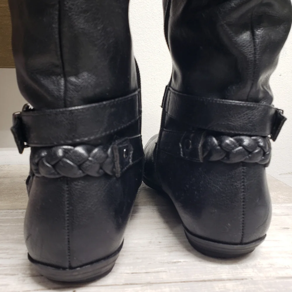White Mountain Knee-High Boots Size 7 Black Fairfield Rider Boots